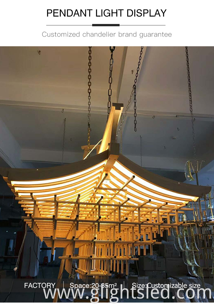 Custom modern designer lamps home decor luxury wooden chandelier pendant light
